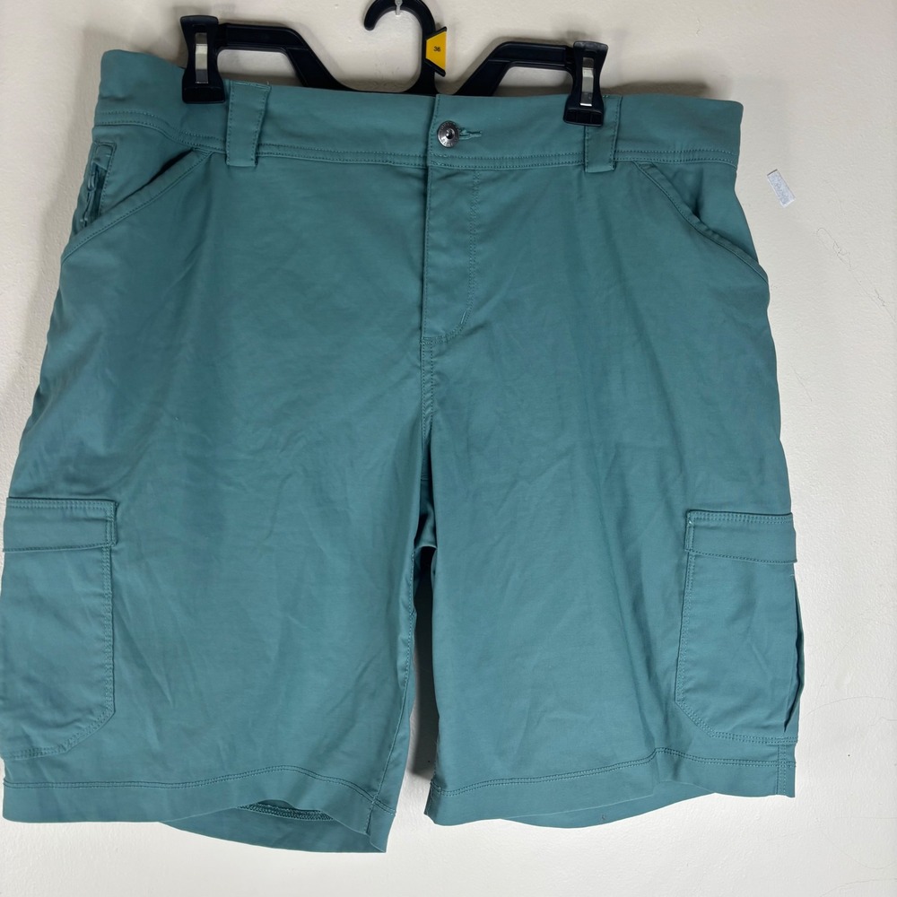 Duluth Trading Co Cargo Shorts Womens 16 Teal Green Hiking Outdoor Pockets 46733